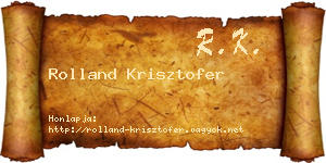 Rolland Krisztofer névjegykártya